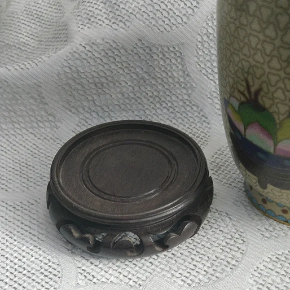 Cloisonne Vase with Wooden Stand - Picture 9 of 10